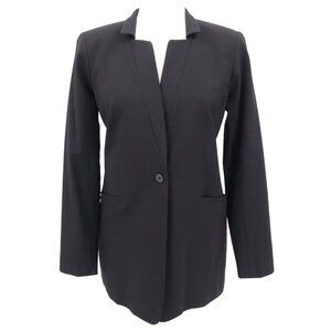 Eileen Fisher Wool Silk Blazer Womens 6 Black Professional Formal‎ Career Office